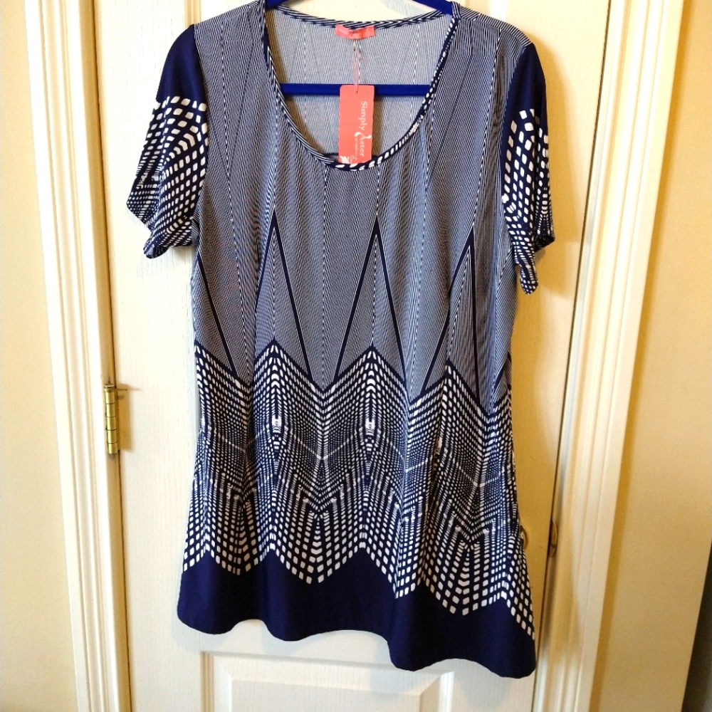 Simply Aster Navy and White dress/tunic sz 2X WT